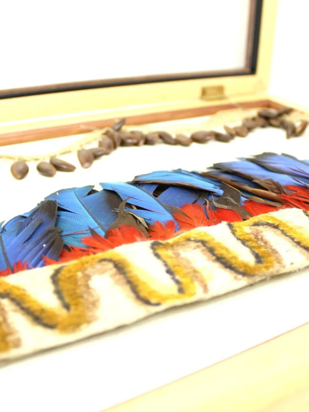 FEATHERWORK HEADDRESS OR ADORNMENT FRAGMENTS CREATED BY AMAZONIAN INDIGENOUS